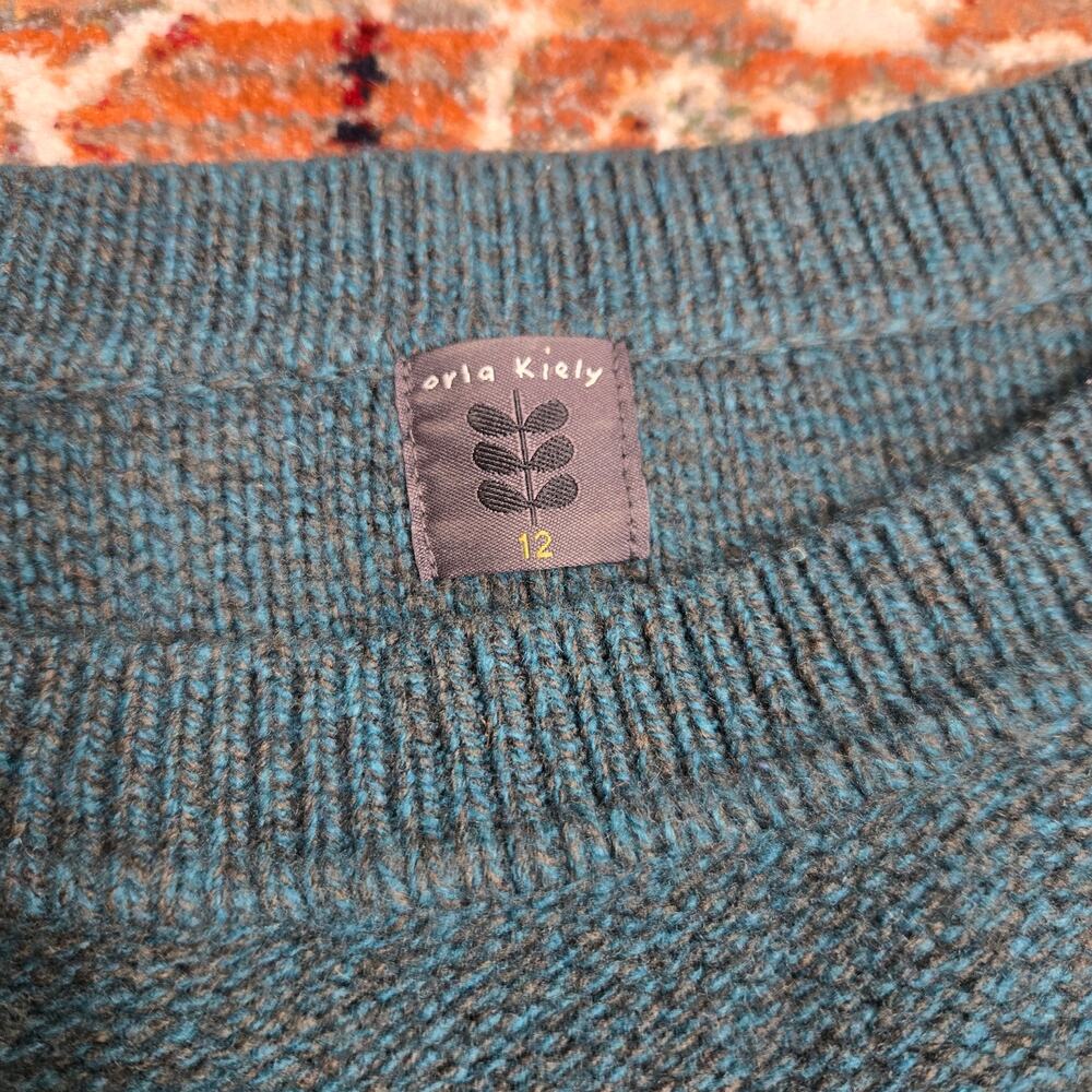 Orla Kiely Blue Vintage Inspired Dress Cashmere Wool Blend Natural Fibers - Picture 2 of 10